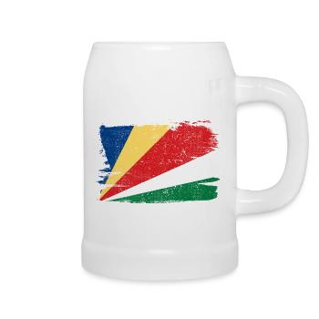 Seychellen Flagge Flagge Frieden Vintage - Bierkrug - Weiß - Rechts