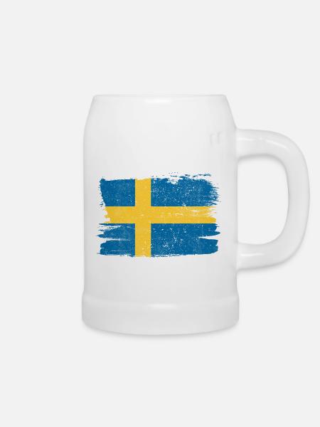 Schweden Flagge Flagge Frieden Vintage - Bierkrug - Weiß