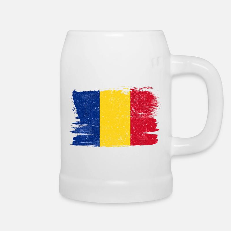 Roumanie Drapeau Drapeau Paix Vintage - Chope en céramique - blanc