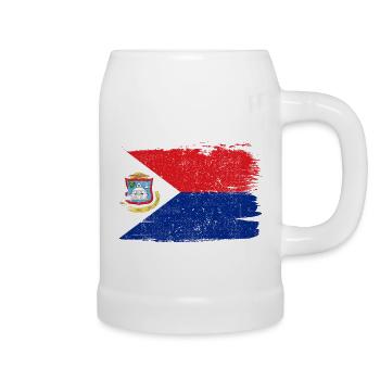 Drapeau de Saint-Martin Drapeau de la paix Vintage - Chope en céramique - blanc - Droite