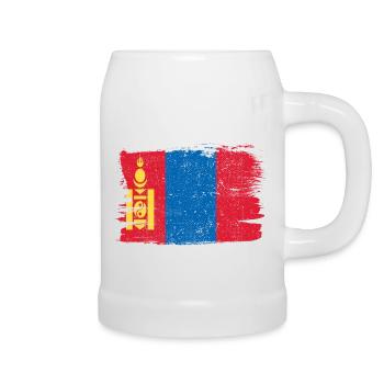 Mongolia Flag Flag Peace Vintage - Beer Mug - white - Right
