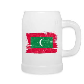 Drapeau des Maldives Drapeau de la paix Vintage - Chope en céramique - blanc - Droite
