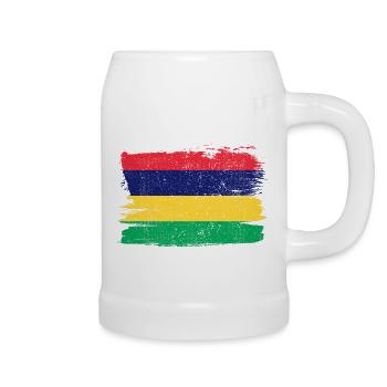 Drapeau de l’île Maurice Drapeau de la paix Vintage - Chope en céramique - blanc - Droite