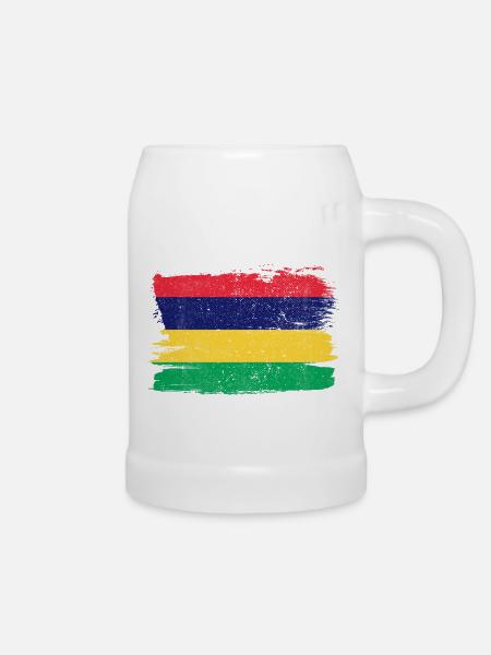 Drapeau de l’île Maurice Drapeau de la paix Vintage - Chope en céramique - blanc