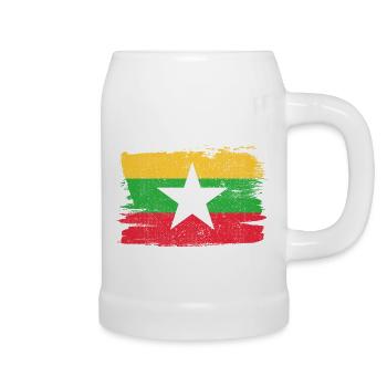 Myanmar Birmanie drapeau drapeau paix Vintage - Chope en céramique - blanc - Droite