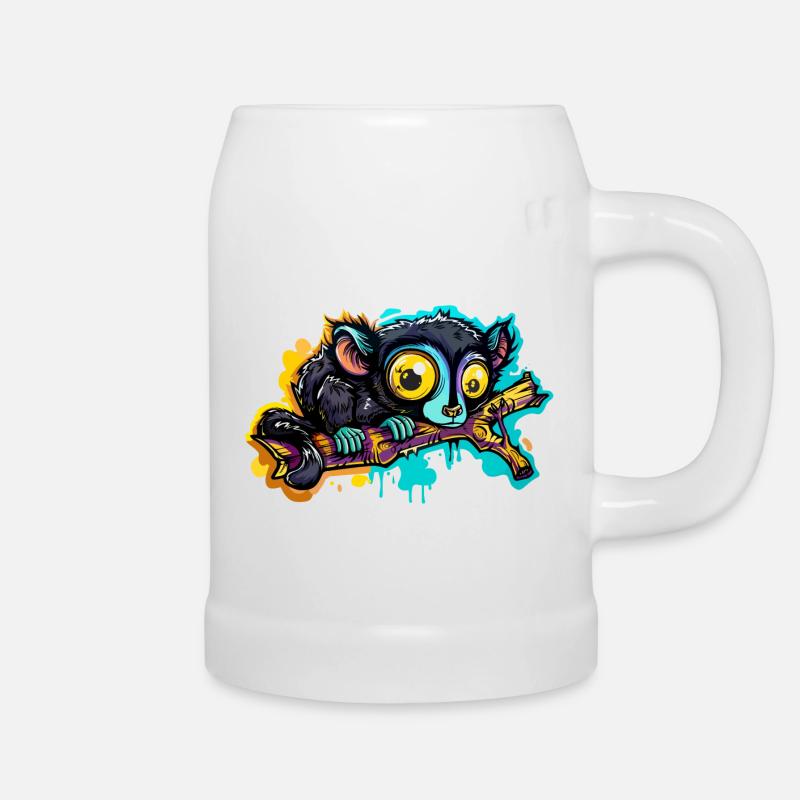 Black lemur - Beer Mug - white