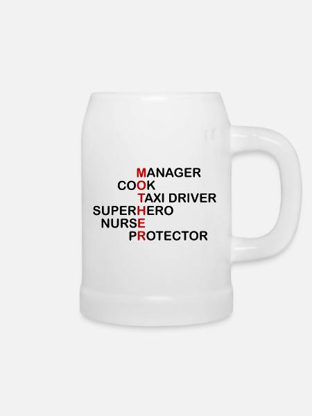 Jobs of a mother - Beer Mug - white
