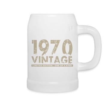 Jahrgang 1970er Bursdag - Unikat - Bierkrug - Weiß - Rechts