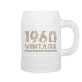Jahrgang 1960er Bursdag - Unikat - Bierkrug - Weiß - Rechts