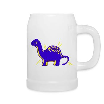 Dino Dinosaurier niedlich süß cartoon comic - Bierkrug - Weiß - Rechts