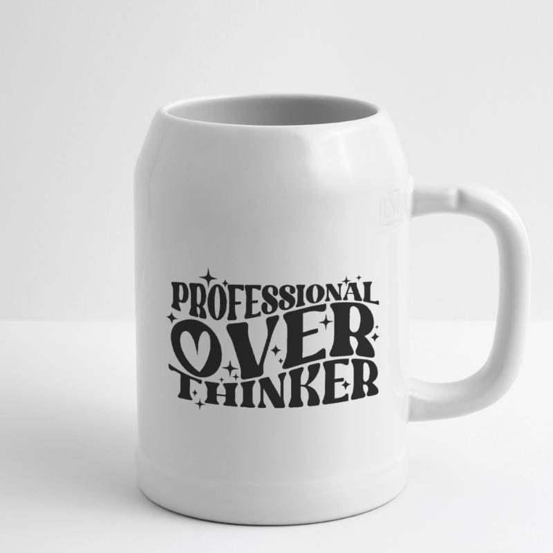 Professional Overthinker Witty Typography Humor Beer Mug