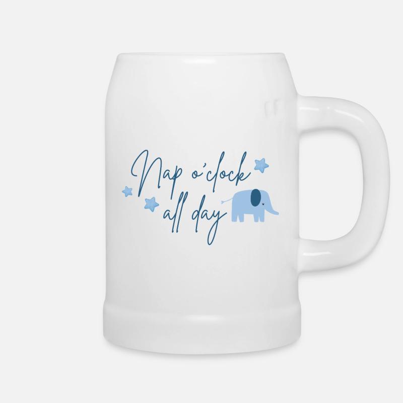 Nap o'clock all day Elephant blue - Beer Mug - white