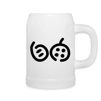 Japanische Kanji für 'Freedom' Schwarz - Bierkrug - Weiß - Rechts