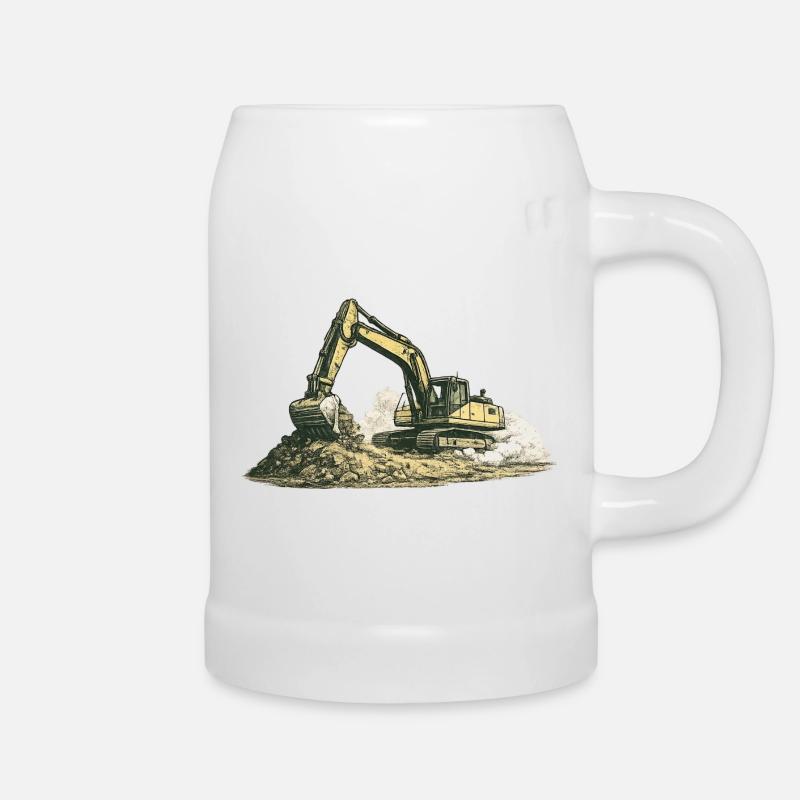 Machine de construction de chantier pour excavatrice vintage - Chope en céramique - blanc