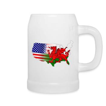 Welsh amerikanische Flagge - Bierkrug - Weiß - Rechts