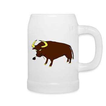 Taureau Basque - Chope en céramique - blanc - Droite
