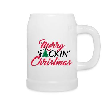 Merry fuckin' Christmas (3c) - Beer Mug - white - Right