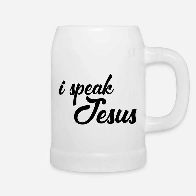 i speak jesus - Beer Mug - white