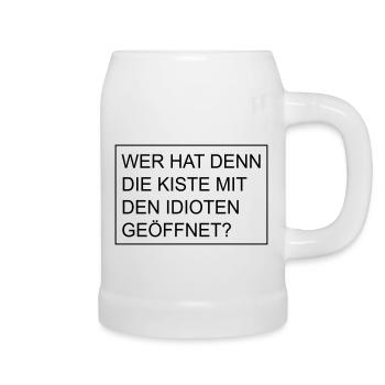 Kiste mit Idioten - Bierkrug - Weiß - Rechts