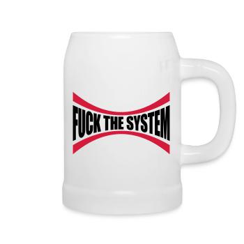 Logo Fuck the system - Bierkrug - Weiß - Rechts