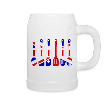 Union Jack Flag Kitchen Tools Silhouette - Beer Mug - white - Right