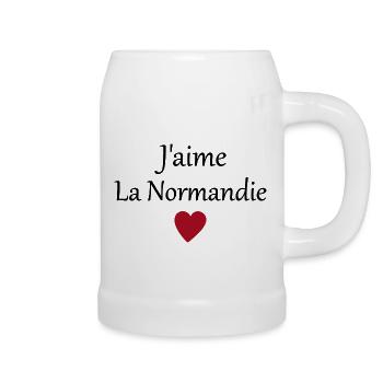 J'aime la Normandie - Chope en céramique - blanc - Droite