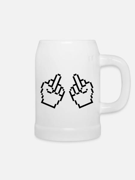 mittelfinger pixel - Bierkrug - Weiß