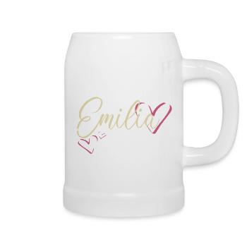 Emilia Nom Prénom Calligraphie Coeur - Chope en céramique - blanc - Droite