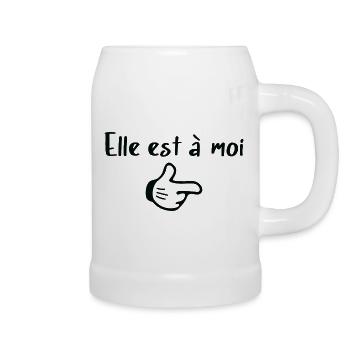 Funny couple, he/she is mine - Beer Mug - white - Right