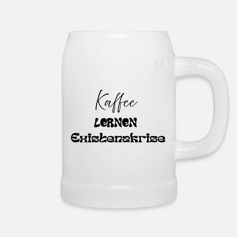Coffee -> Learning -> Existential Crisis - Beer Mug - white