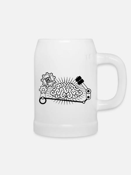 brainfuck_front - Bierkrug - Weiß