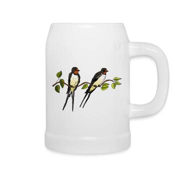 Oiseaux - Chope en céramique - blanc - Droite