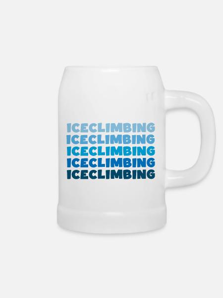 eisklettern iceclimbing eisgletscher eispickel - Bierkrug - Weiß