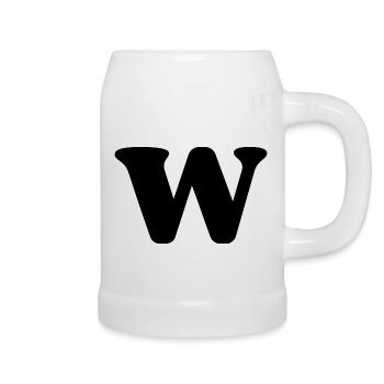 Buchstabe w - Bierkrug - Weiß - Rechts