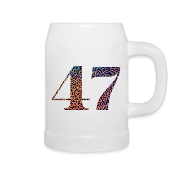 47. Geburtstag Leopard - Bierkrug - Weiß - Rechts