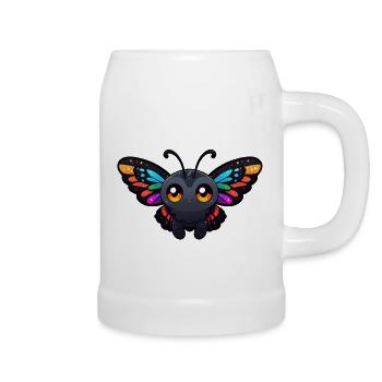 lustiger Schmetterling - Bierkrug - Weiß - Rechts
