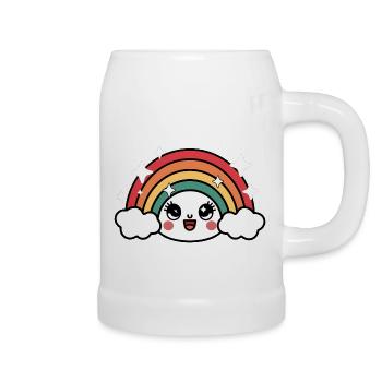 Kawaii Cute Rainbow - Beer Mug - white - Right