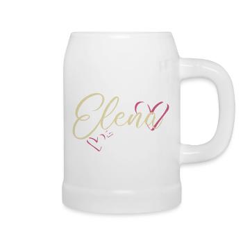 Elena Name Vorname Kalligrafieherz - Bierkrug - Weiß - Rechts