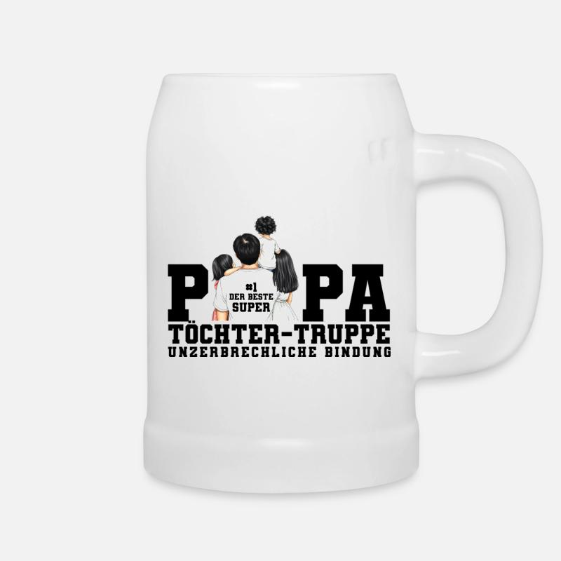 Dad Daughters Troop Illustration - Beer Mug - white