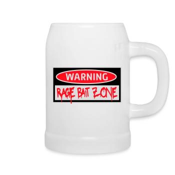 Avertissement Rage Appât Attention Zone Panneau Amusant Avertissement - Chope en céramique - blanc - Droite