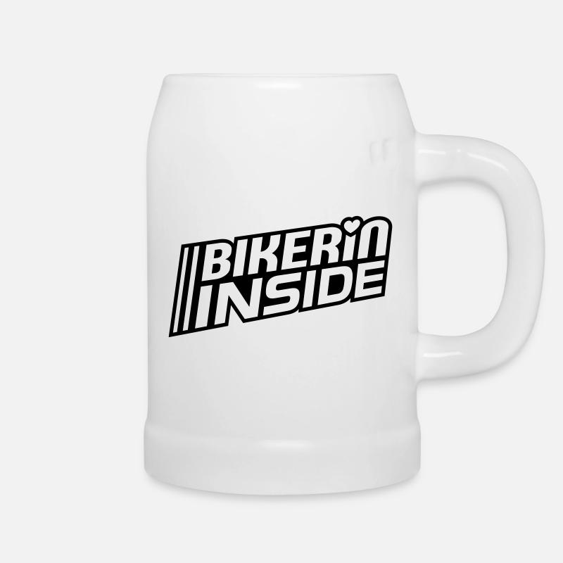 Bikerin à l’intérieur des lettres (les couleurs peuvent être modifiées) - Chope en céramique - blanc