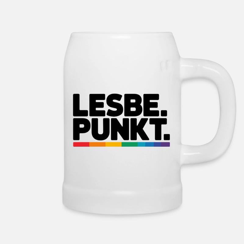 Lesbian Point Proud Lesbian Pride Saying LGBT CSD - Beer Mug - white