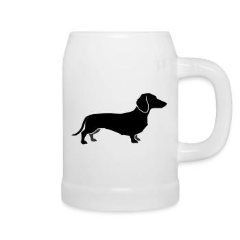 Silhouette du teckel - Chope en céramique - blanc - Droite