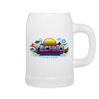 Neon Techno Horizont - Bierkrug - Weiß - Rechts
