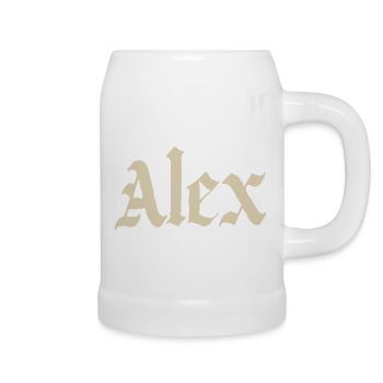 Alex Vintage Gothic Script - Beer Mug - white - Right