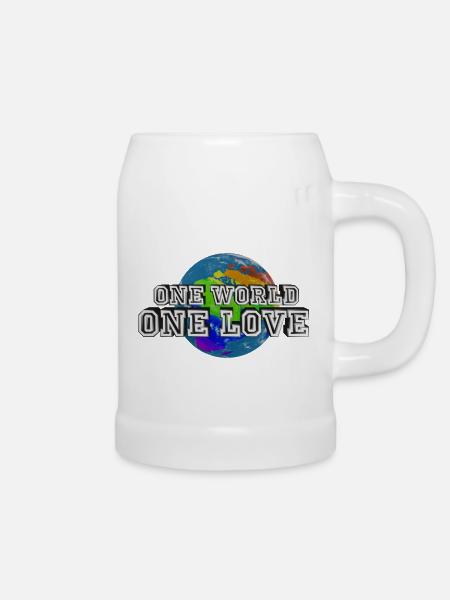 One World - One Love - Bierkrug - Weiß