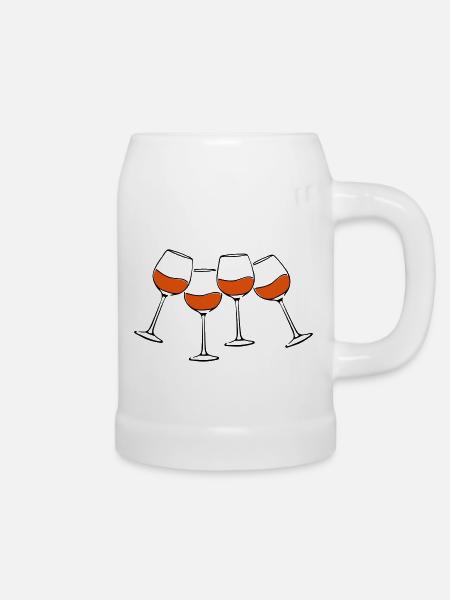 rotwein glaeser anstossen - Bierkrug - Weiß