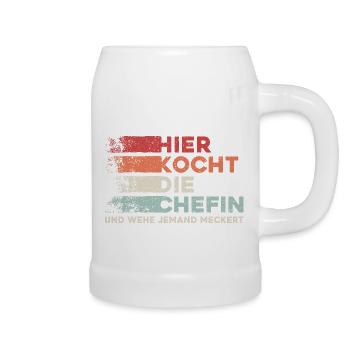 Chefin Köchin Kochen Mama Mutter Küche Familie - Bierkrug - Weiß - Rechts