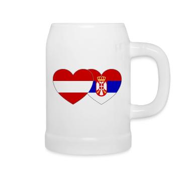 Autriche Serbie Drapeau Cœur - Chope en céramique - blanc - Droite