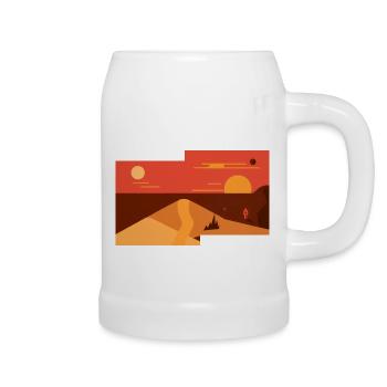 Modern Mars - abstract painting of an AI - Beer Mug - white - Right